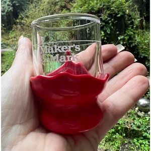 Makers Mark Whiskey Wax Bottom Rare Shot Glasses Lot of 2